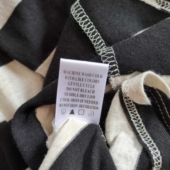 Almost Famous Sz Small Poly Rayon Linen Jail Striped Midi Summer Dress Crochet - Picture 9 of 9